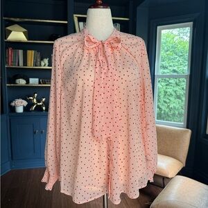 Torrid Blush Blouse with Red Dots